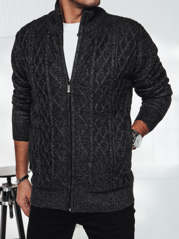 Pánský rozepínací svetr tmavě šedý Dstreet WX2252 XXL