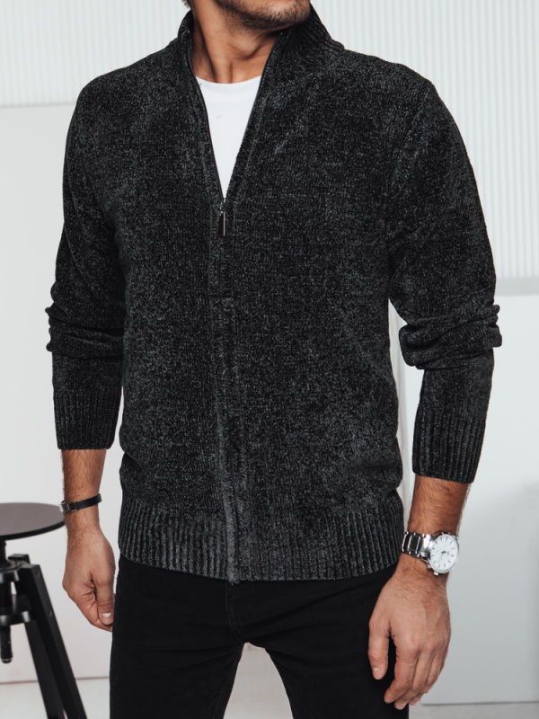 Pánský rozepínací svetr tmavě šedý Dstreet WX2234 XL