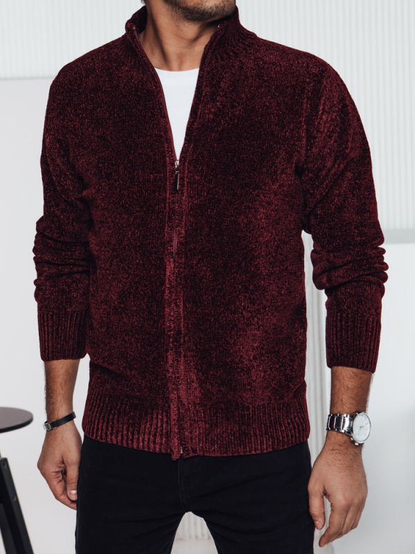 Pánský rozepínací svetr bordový Dstreet WX2233 XXL