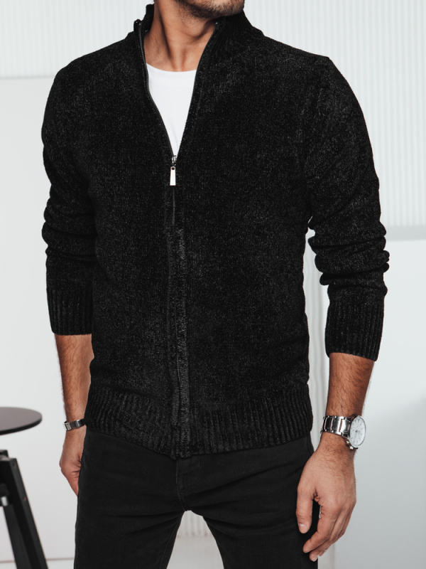 Pánský rozepínací svetr černý Dstreet WX2232 XXL