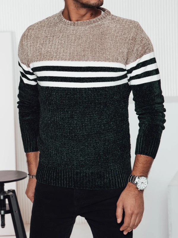 Pánský pruhovaný svetr zelený Dstreet WX2231 L