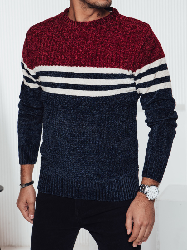 Pánský pruhovaný svetr tmavě modrý Dstreet WX2229 L