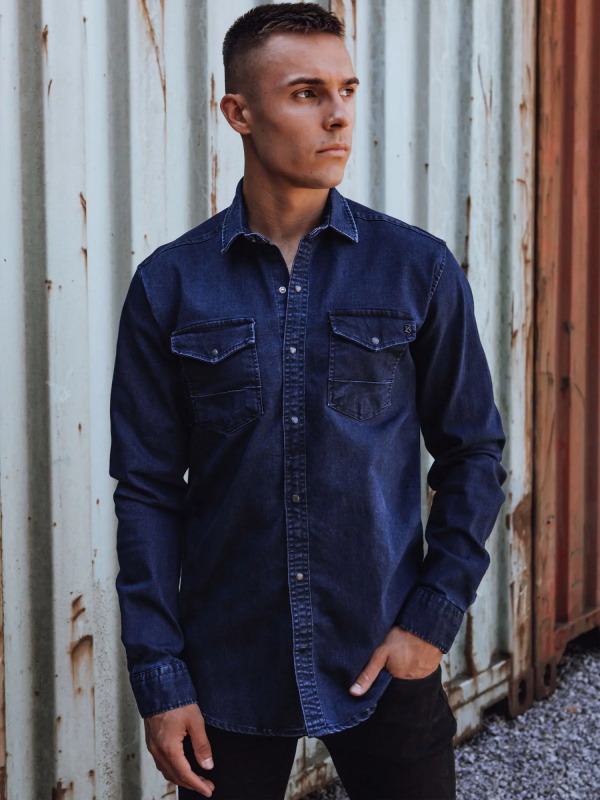 Pánská džínová košile tmavě modrá Dstreet DX2587 XXL