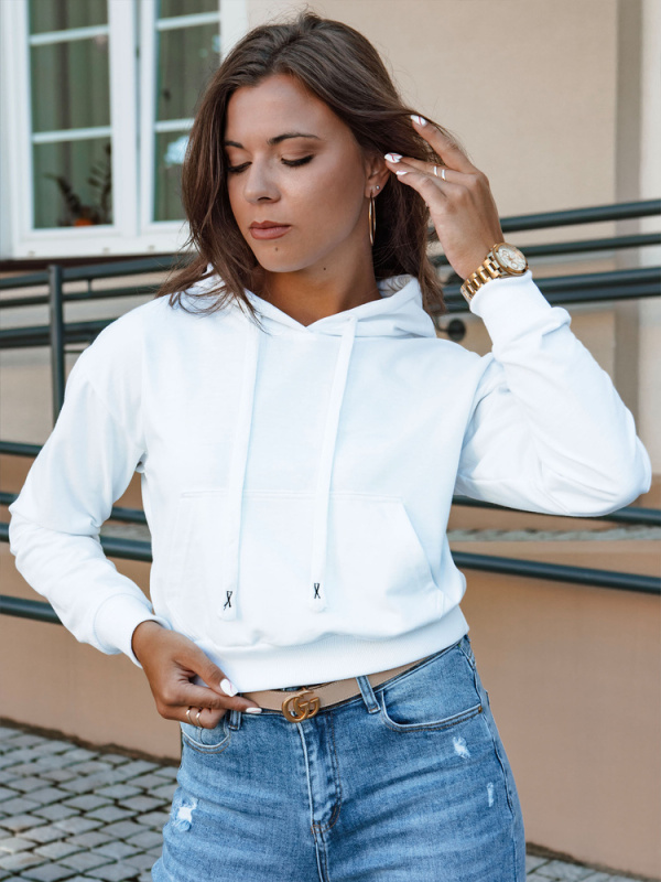 Dámská mikina s kapucí TRENDHOOD bílá Dstreet BY1310 L