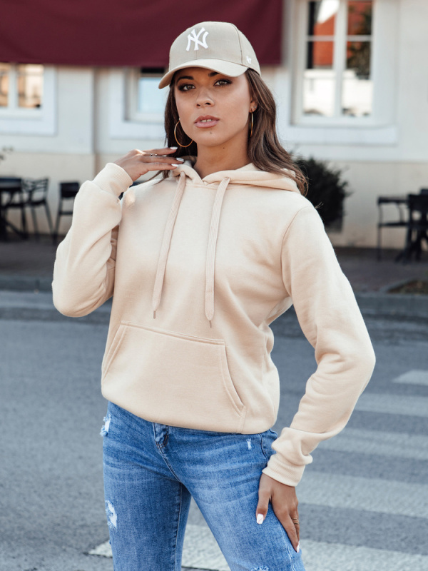 Dámská mikina BASIC s kapucí béžová Dstreet BY1329 XL
