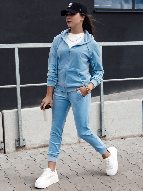 Komplet dámský velurový VELCOMFY světle modrý Dstreet AY1078 XL