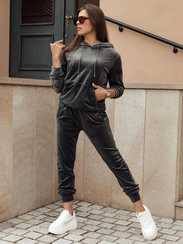 Komplet dámský velurový RELAX FIT tmavě šedý Dstreet AY1073 S