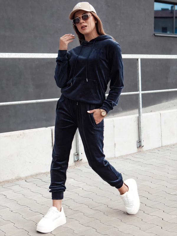 Komplet dámský velurový RELAX FIT tmavě modrý Dstreet AY1068 XL