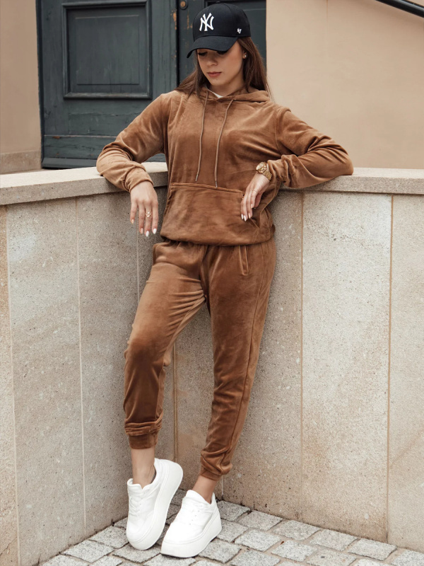 Komplet dámský velurový RELAX FIT hnědý Dstreet AY1065 XL