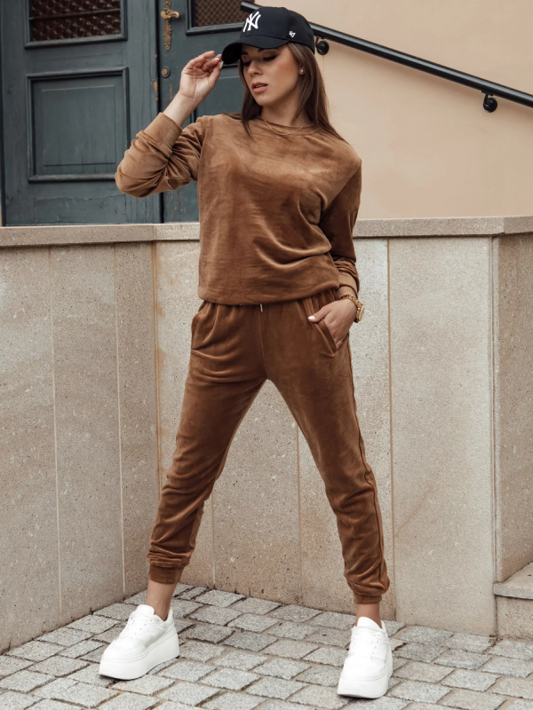 Komplet dámský velurový URBANVELVET hnědý Dstreet AY1062 XL