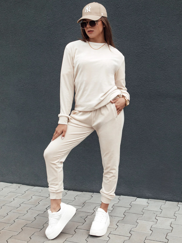 Komplet dámský velurový URBANVELVET ecru Dstreet AY1058 XL