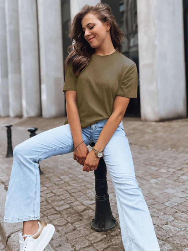 Dámské tričko MAYLA II olivové Dstreet RY2661 Univerzální