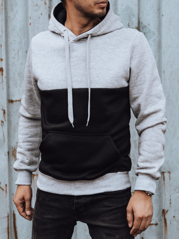 Pánská mikina s kapucí světle šedá Dstreet BX5799 XXL