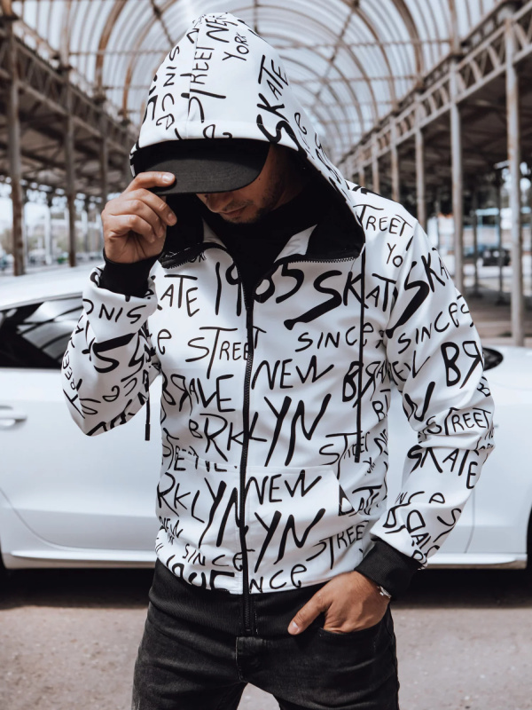 Pánská rozepínací mikina s kapucí bílá Dstreet BX5788 M