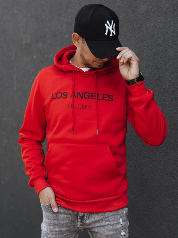 Červená pánská mikina s kapucí Dstreet BX5783 XXL