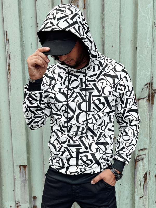 Pánská mikina s kapucí Dstreet BX5777 Barva: Bílá, Velikost: XL