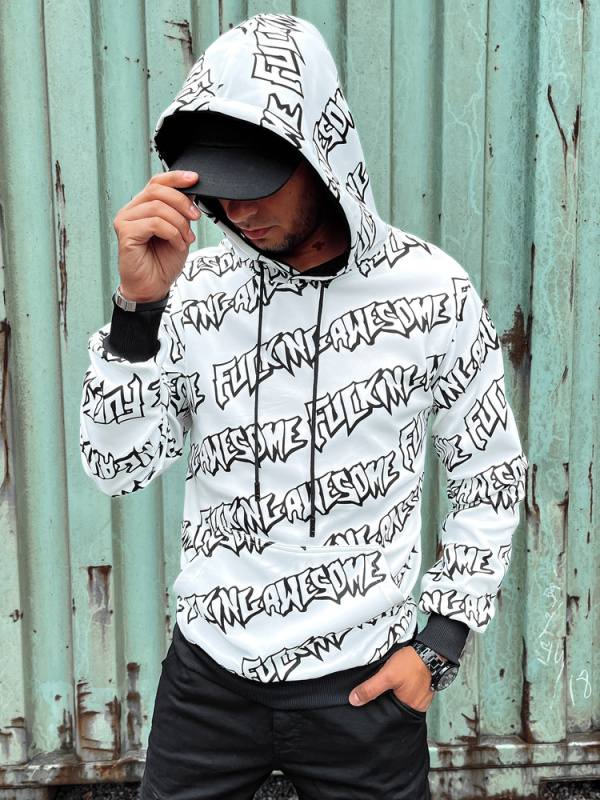 Pánská mikina s kapucí bílá Dstreet BX5753 L