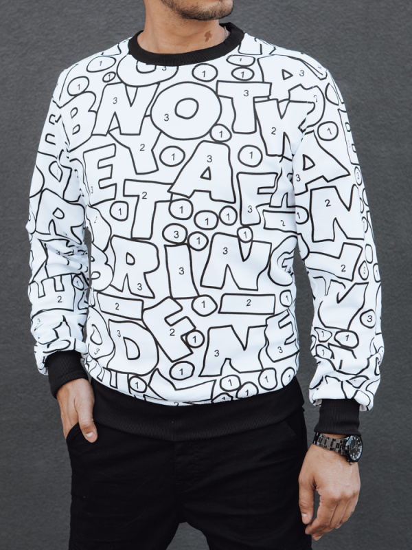 Pánská mikina bez kapuce Dstreet BX5751 Barva: Bílá, Velikost: XL