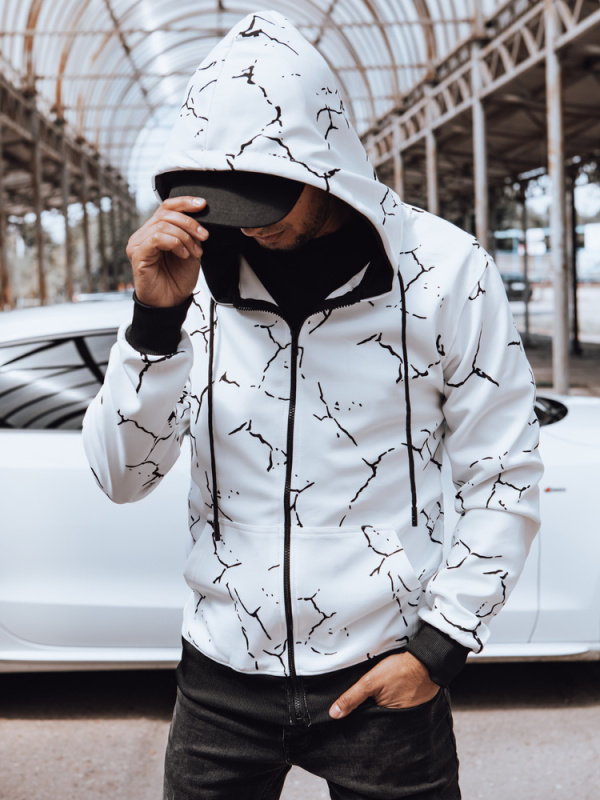 Pánská rozepínací mikina s potiskem bílá Dstreet BX5743 XXL