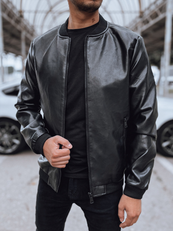Pánská kožená bunda bomber černá Dstreet TX4706 Velikost: M