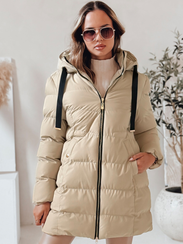 Dámská zimní bunda s kapucí GABRIELLE béžová Dstreet TY4365 XL