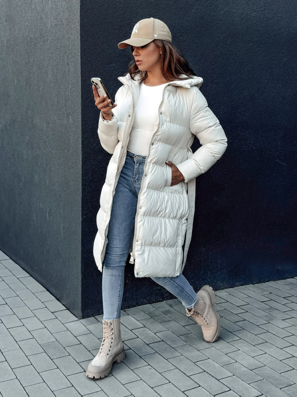 Dámský prošívaný kabát GLAMMANT Dstreet TY4353 Barva: Bílá, Velikost: XL