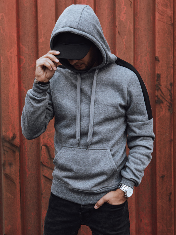Pánská mikina s kapucí tmavě šedá Dstreet BX5807 XL