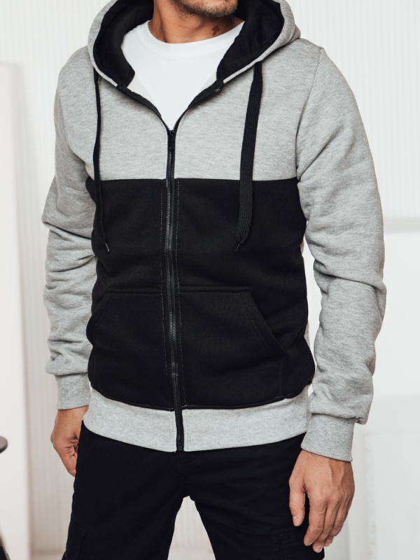 Pánská mikina s kapucí světle šedá Dstreet BX5834 XL