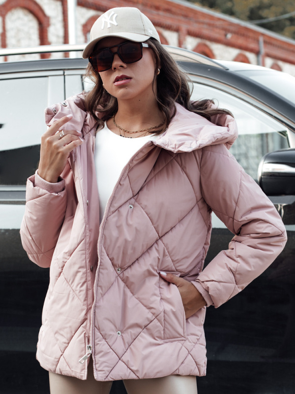 Dámská zimní prošívaná bunda COZYLUX s kapucí růžová Dstreet TY4558 S