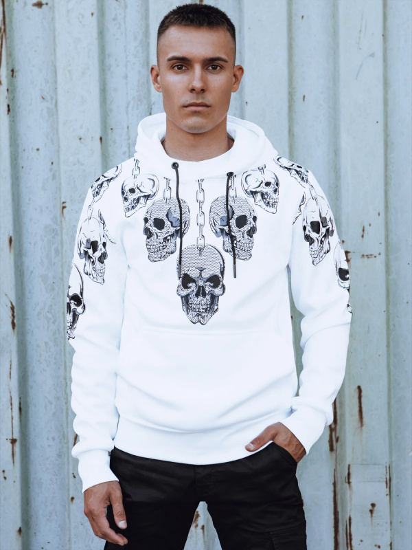 Pánská mikina s kapucí bílá Dstreet BX5840 XXL