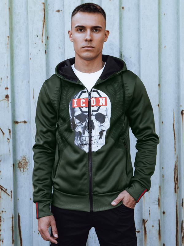 Pánská mikina na zip s kapucí černá Dstreet BX5837 Barva: Zelená, Velikost: XL