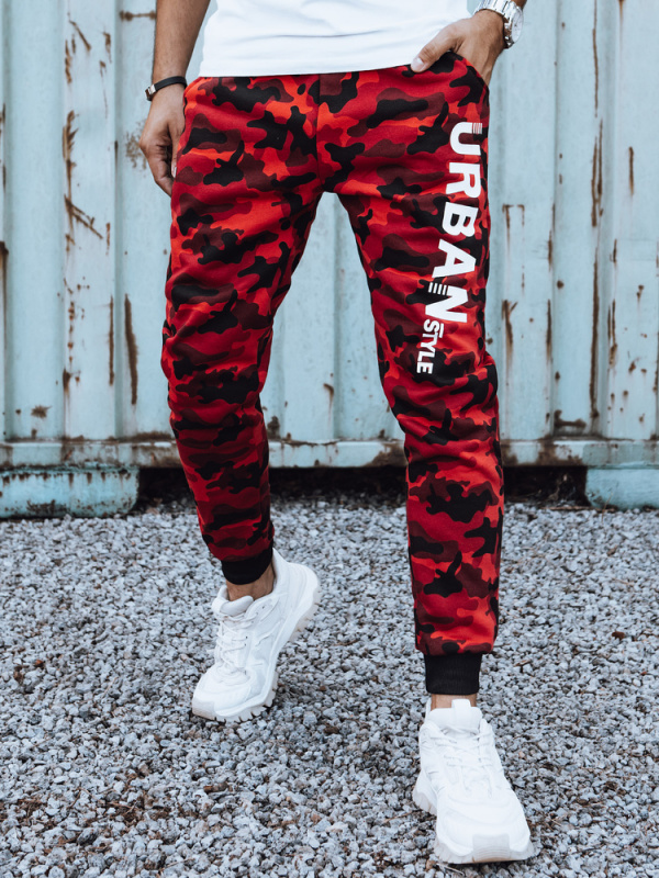 Pánské tepláky maskáčové s červeným potiskem Dstreet UX4444 XL