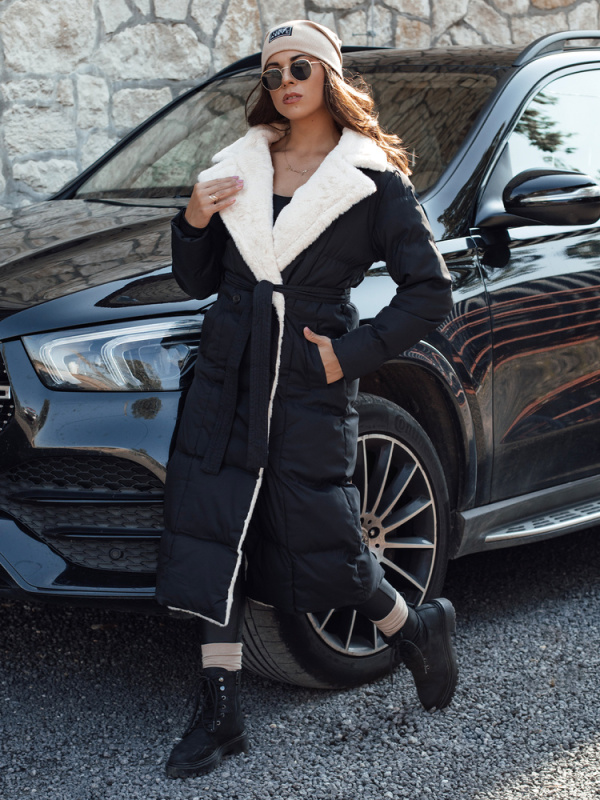 Dámská dlouhá bunda s košíškem BALLMODA Dstreet TY4586 Barva: Černá, Velikost: S