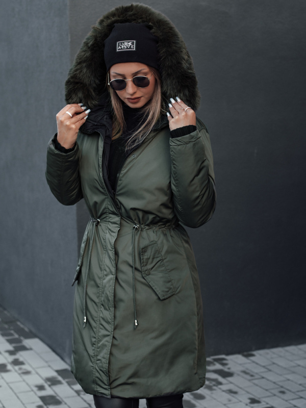 Dámská zimní parka TRENDNEL oboustranná s kapucí zelená Dstreet TY4589 S
