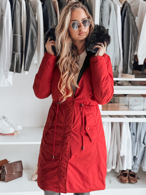 Dámská zimní parka TRENDNEL oboustranná s kapucí červená Dstreet TY4588 L