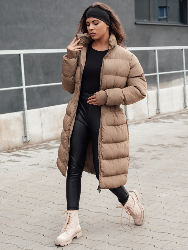 Dámská zimní dlouhá prošívaná bunda FABWARM béžová Dstreet TY4621 Velikost: M