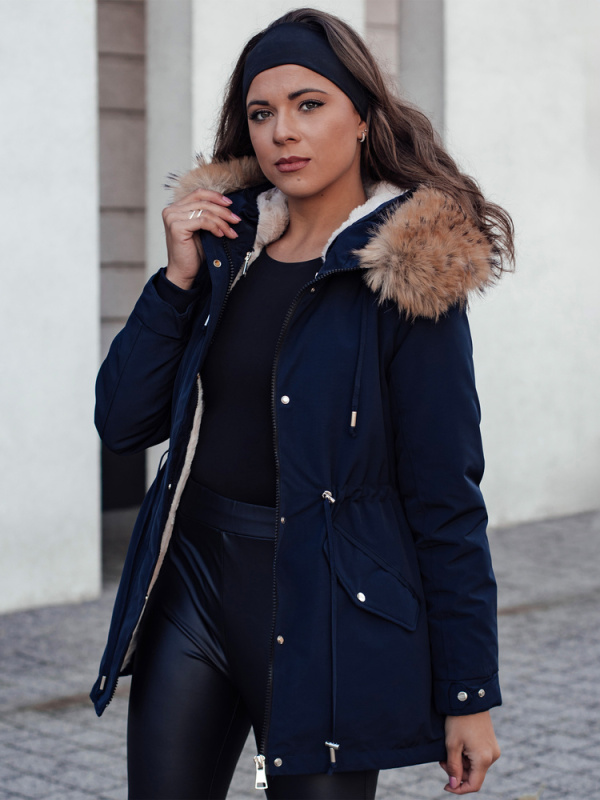 Dámská zimní bunda s kapucí CHICOK Dstreet TY4611 Barva: Modrá, Velikost: M