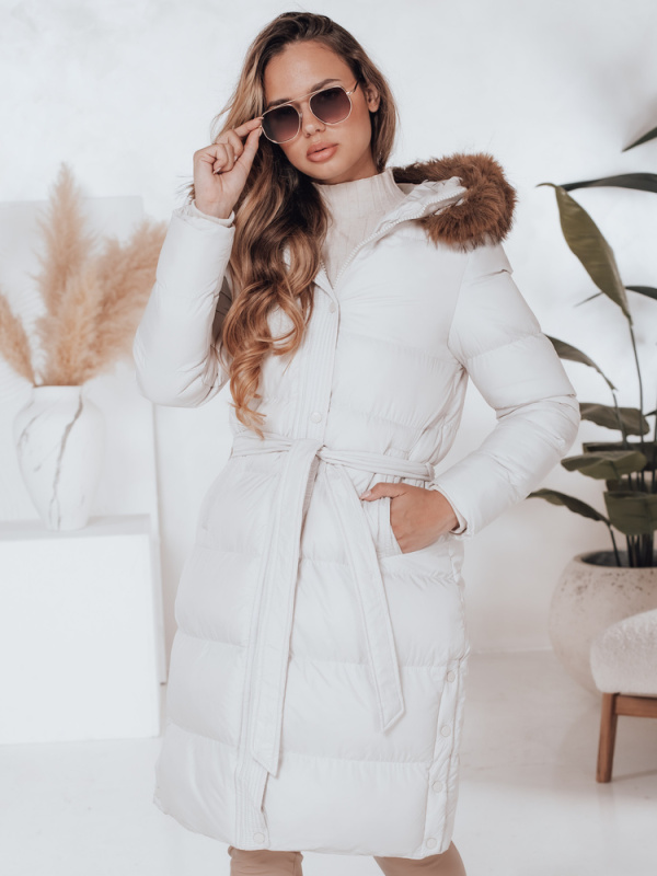 Dámská zimní prošívaná bunda s kožešinou STYLEBELLA bílá Dstreet TY4610 Velikost: S