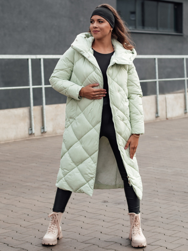 Dámská dlouhá bunda s kapucí FEMACOAT Dstreet TY4592 Barva: Zelená, Velikost: XL