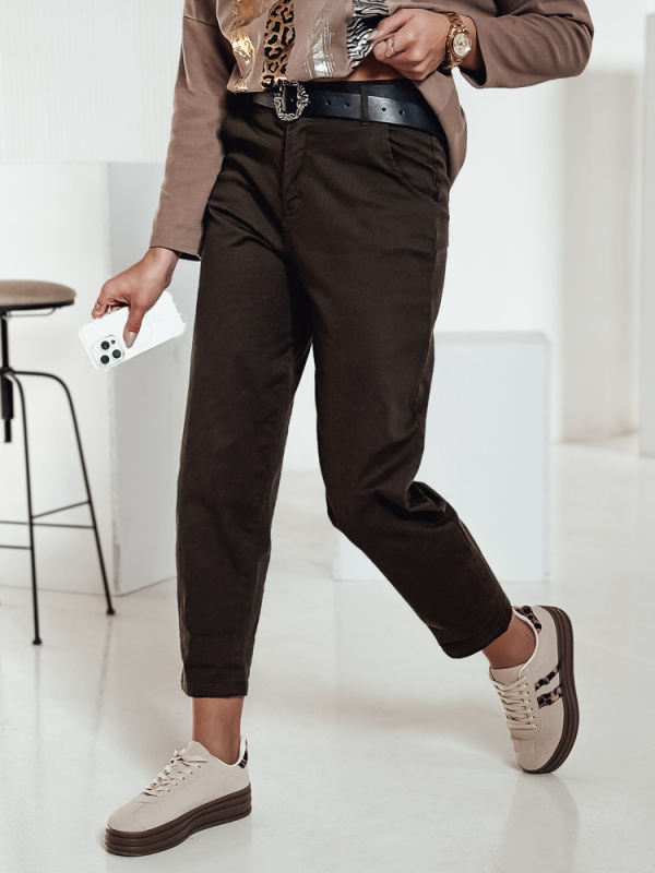 Dámské kalhoty CHINSOUL chino s páskem Dstreet UY2272 Barva: Hnědá, Velikost: M