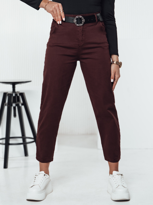 Dámské kalhoty CHINSOUL chino s páskem Dstreet UY2272 Barva: Bordó, Velikost: XL