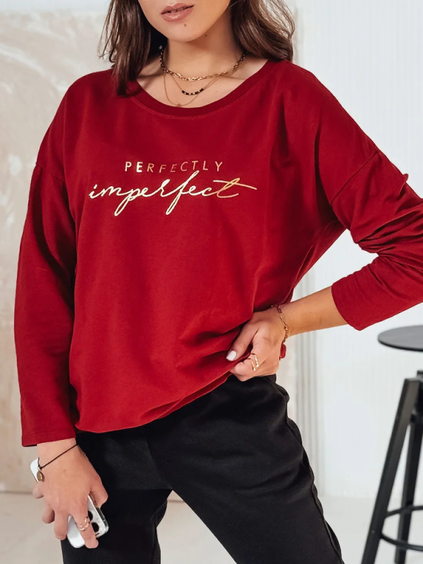 Dámská oversize halenka VIVILINES s potiskem bordová Dstreet RY2693 Univerzální