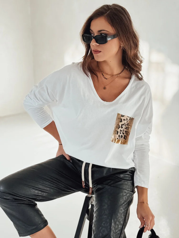 Dámská oversize halenka GLAMZONE s potiskem bílá Dstreet RY2683 Univerzální