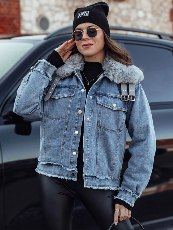 Dámská bunda FURDENIM džínová s kožíškem světle modrá Dstreet TY4755 L