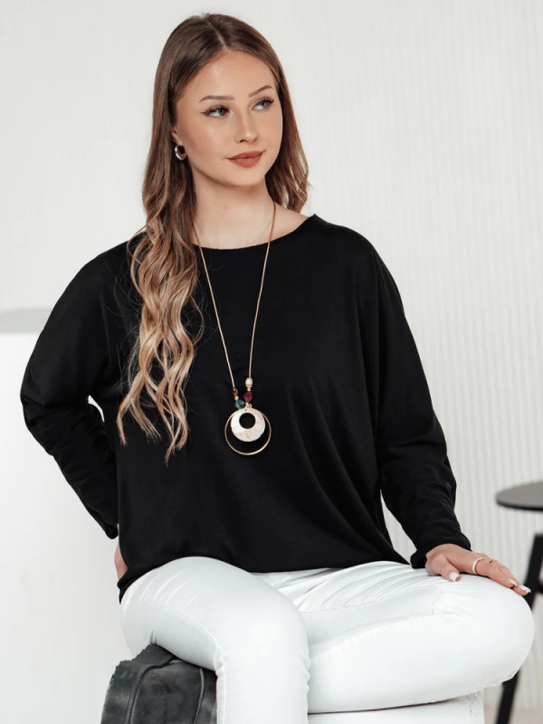 Dámská halenka LOOSEFEMME oversize s přívěskem černá Dstreet RY2705 Univerzální