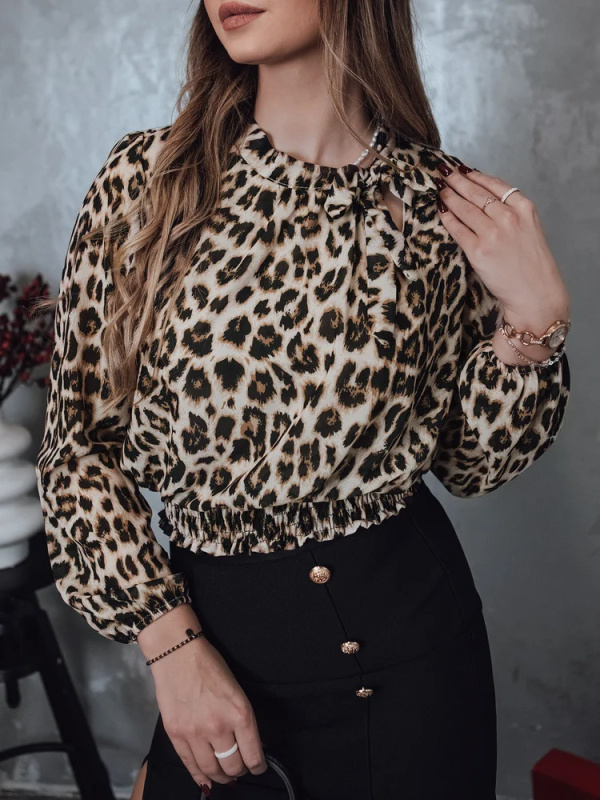 Dámská oversize halenka SAVANATOP s leopardím vzorem Dstreet RY2711 Univerzální
