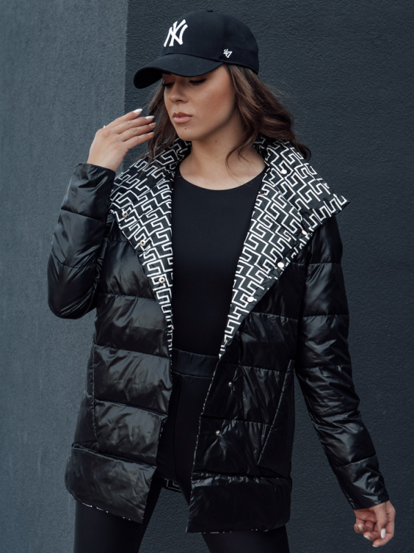 Dámská přechodová prošívaná bunda s kapucí MINTY DATE černá Dstreet TY4508 Velikost: XL
