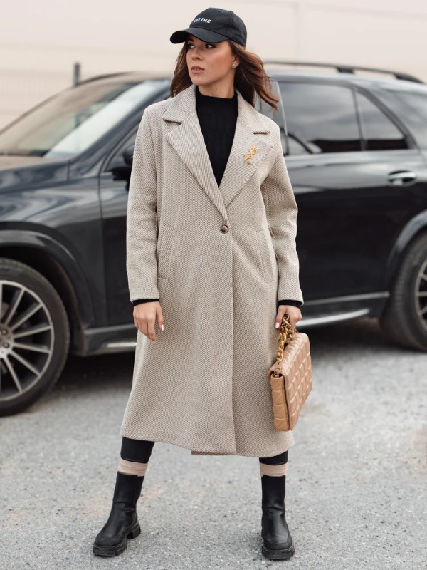 Dámský oversize kabát MANTOVA dlouhý světle hnědý Dstreet NY0741 Univerzální