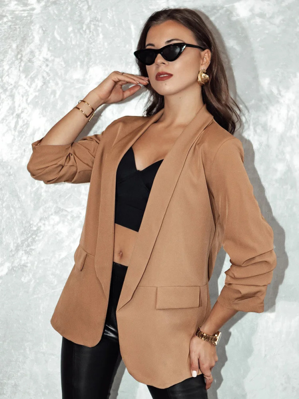 Dámské sako one size ELEGANTIS cappuccino Dstreet PY0110 Univerzální