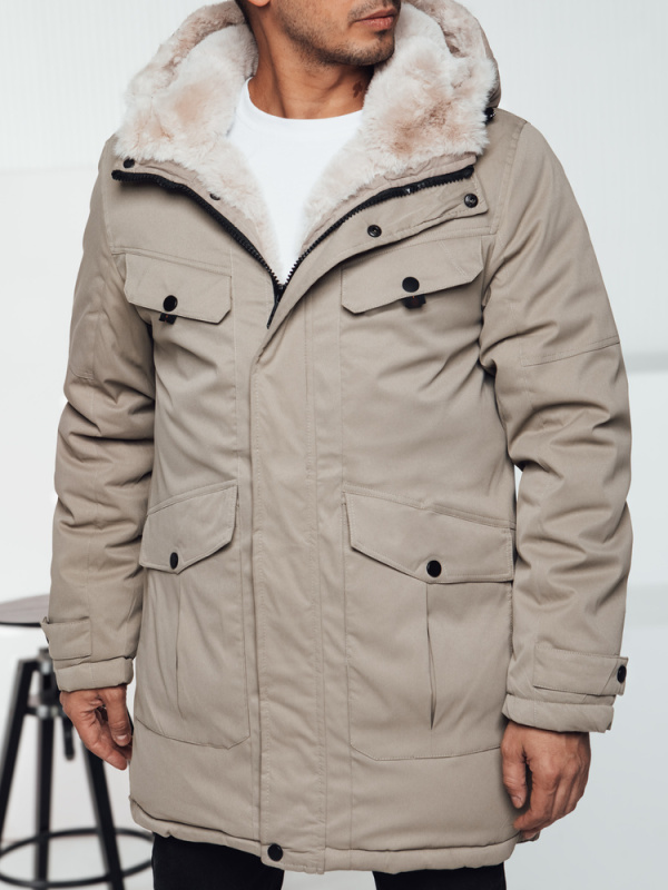 Pánská zimní parka s kapucí béžová Dstreet TX4969 XXL / 54